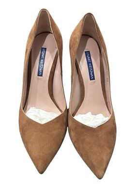 Stuart Weitzman Suede Heels Pumps Anny 105 Light Brown Size 7.5M (38)